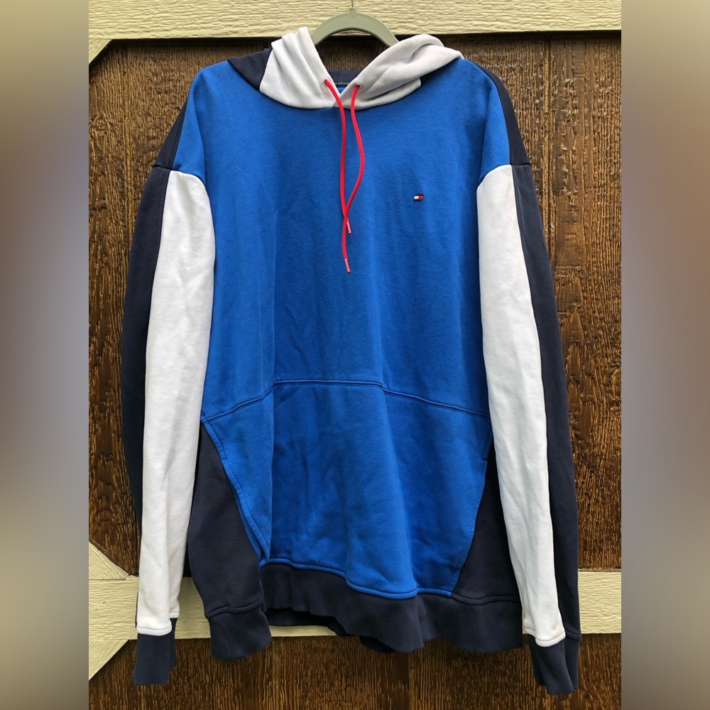 Tommy Hilfiger Men's Blue Colorblock Hoodie Size 3XL